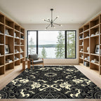 Onyx Gothic Damask Esoteric Star Tapestry Rug