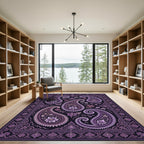 Plum Paisley Floral Border Rug