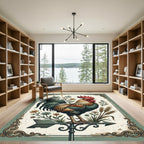 Rustic Farmhouse Rooster Floral Meadow Rug