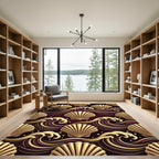 Art Deco Gold Shell and Wave Rug