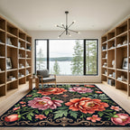 Elegant Peony Botanical Floral Arrangement Rug