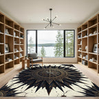 Celestial Gold and Black Starry Medallion Rug