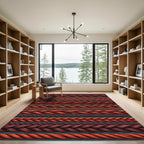 Braided Crimson Orange Rope Stripes Rug