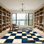 Geometric Navy and Cream Dockscape Rug
