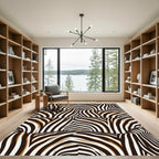 Contemporary Brown and Cream Zebra Stripe Rug