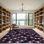 Modern Geometric Purple Hexagon Grid Rug