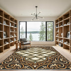 Opulent Golden Scallop Arabesque Rug