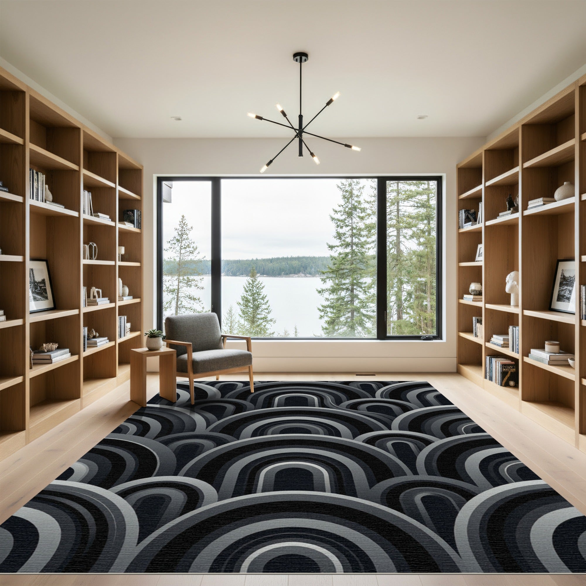 Monochromatic Arch Waves Overlay Rug