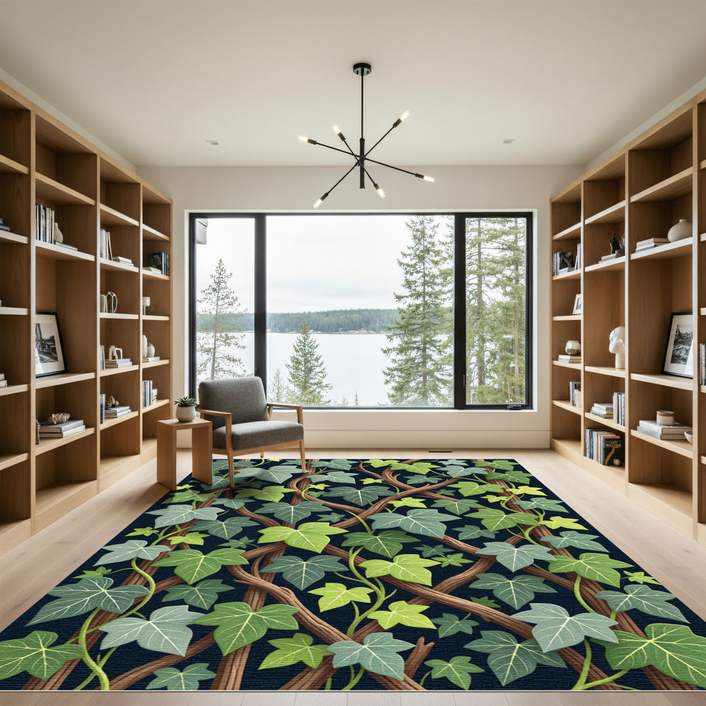 Lush Green Ivy Vine Trellis Rug
