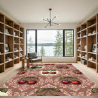 Damask Chocolate Cherry Baroque Scroll Rug