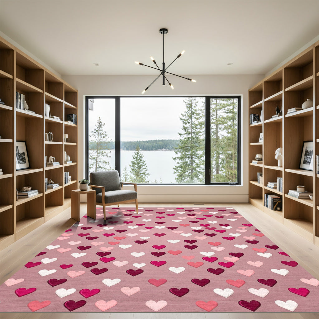 Pink Gradient Hearts Scatter Rug