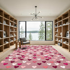Pink Gradient Hearts Scatter Rug