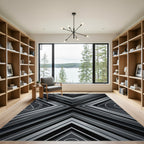 Monochromatic Geometric Abstract Angular Dark Artwork Rug