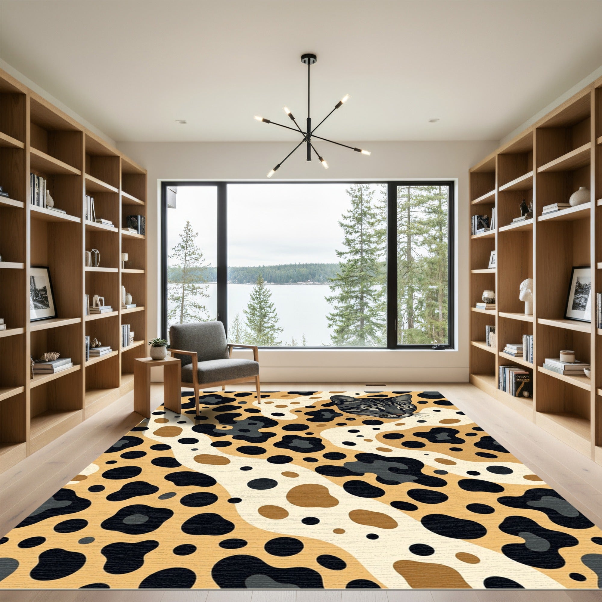 Playful Feline Leopard Spot Abstract Rug