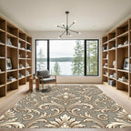 Ornate Floral Scrollwork Damask Rug