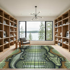 Reptilian Green Crocodile Scale Texture Rug