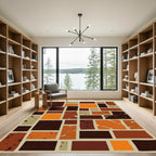 Terracotta Abstract Block Arrangement Accent Rug