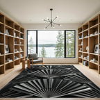 Monochrome Fan Blade Geometric Abstract Rug