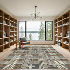 Dark Gray Intersecting Stripe Rug