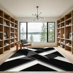 Monochrome Geometric Overlap Layers Rug