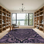 Elegant Purple Paisley Mandala Medallion Rug