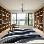 Abstract Gray Blue Brush Stroke Rug