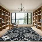 Monochromatic Arabesque Starburst Medallion Rug