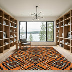 Geometric Burnt Orange Zigzag Diamond Rug