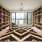 Earthy Brown Ikat Tribal Diamond Rug