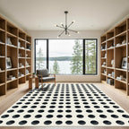 Minimalist Grid Monotone Dotted Art Rug