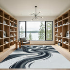 Monochromatic Textured Swirl Abstract Rug