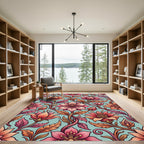 Tangerine Coral Floral Vine Rug