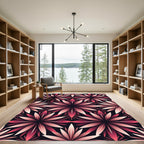 Crimson Petal Radiance Geometric Rug