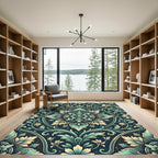 Sage Teal Elaborate Ornate Medallion Rug