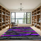 Neon Cyberpunk Abstract Digital Glitch Rug