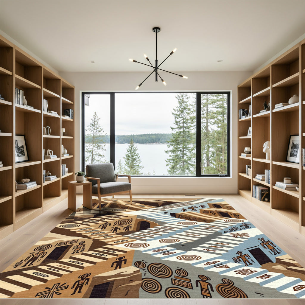 Ancient Tribe Stair Geometric Design Rug
