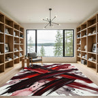 Crimson Red Bold Brushstroke Abstract Rug