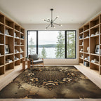Ornate Sepia Floral Medallion Rug