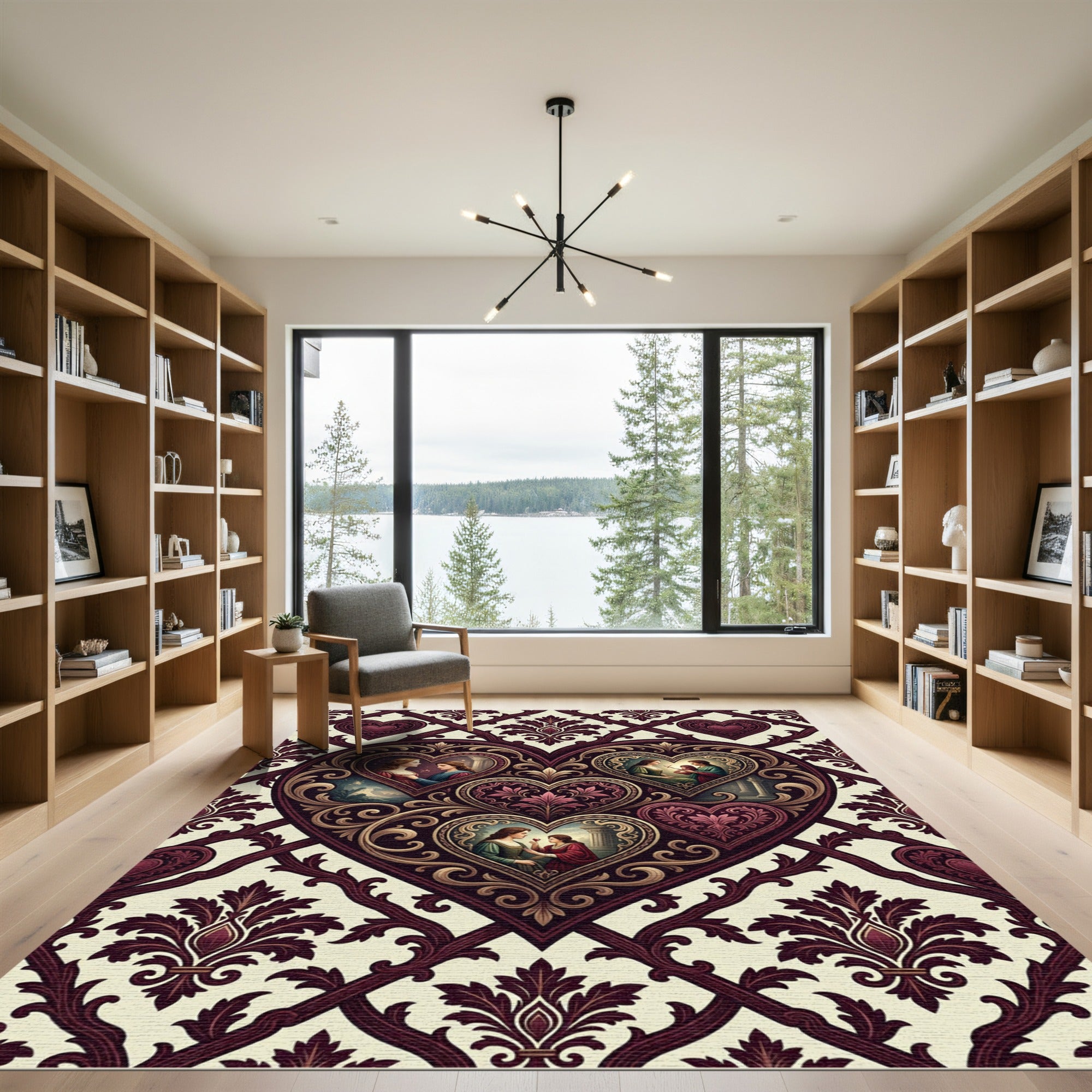Ruby Valentine Heart Scenes Rug