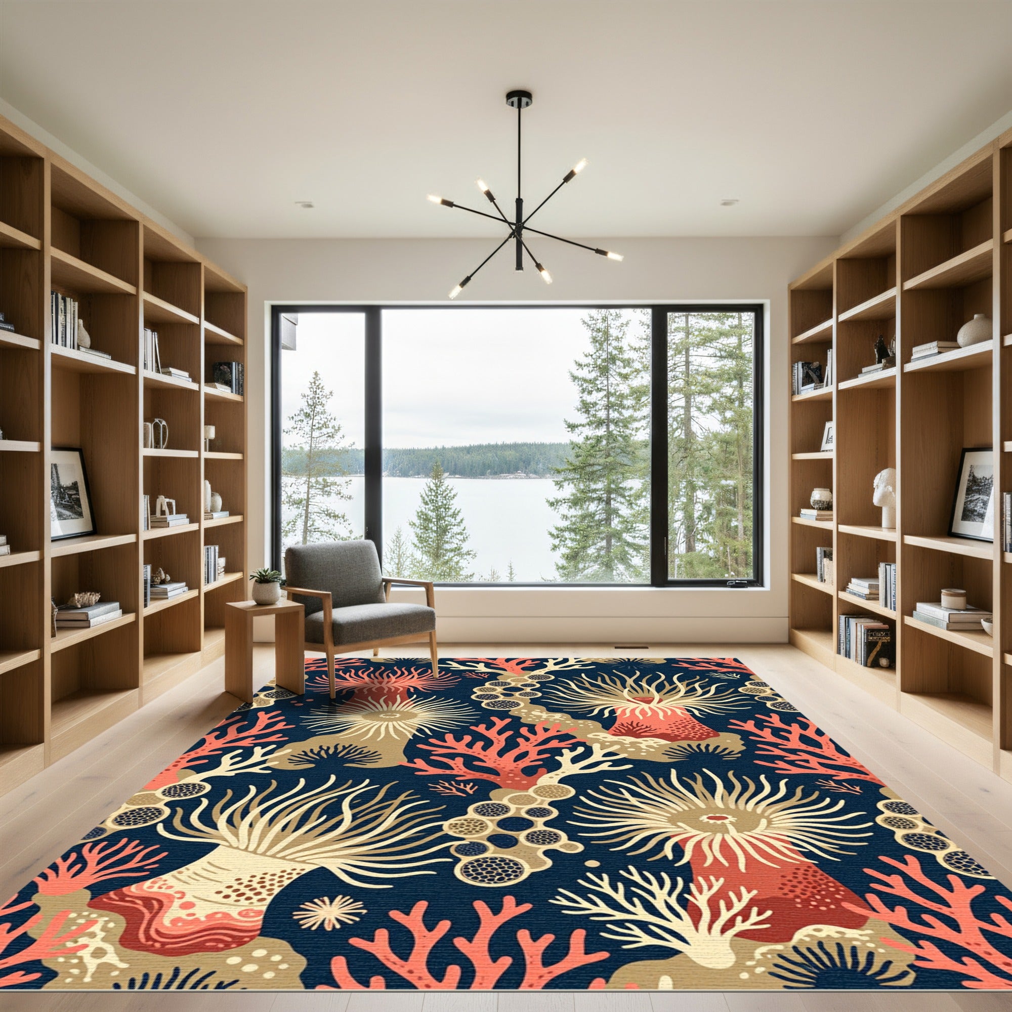 Coral Reef Anemone Deep Navy Rug