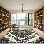 Elegant Antique Gold Floral Medallion Rug