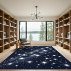 Celestial Navy Blue Shimmering Starry Night Rug