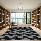 Monochromatic 3D Cube Pattern Rug