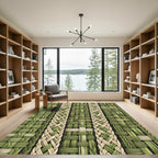 Earthy Sage Braided Weave Stripe Rug