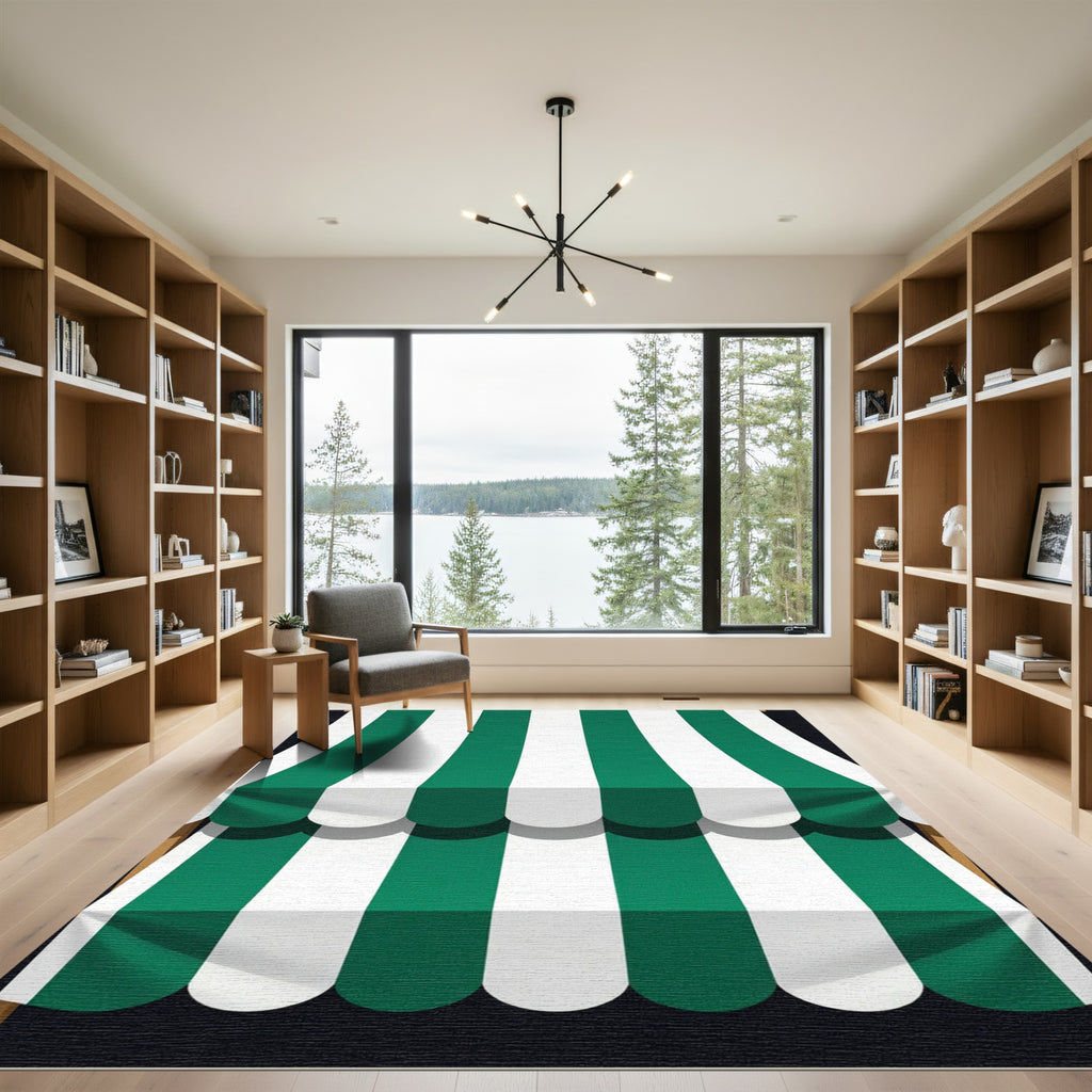 Emerald White Stripe Canopy Shade Rug