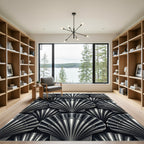 Art Deco Silver Seashell Arrangement Rug