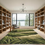 Abstract Wavy Olive Green Grass Rug