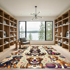 Festive Boho Dog Party Celebration Art Rug