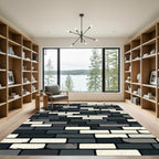 Monochrome Distressed Brick Pattern Rug