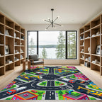 Isometric City Street Construction Play Rug